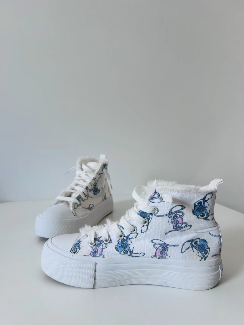 Disney Stitch Faux Fur Lined Platform High Top Sneakers