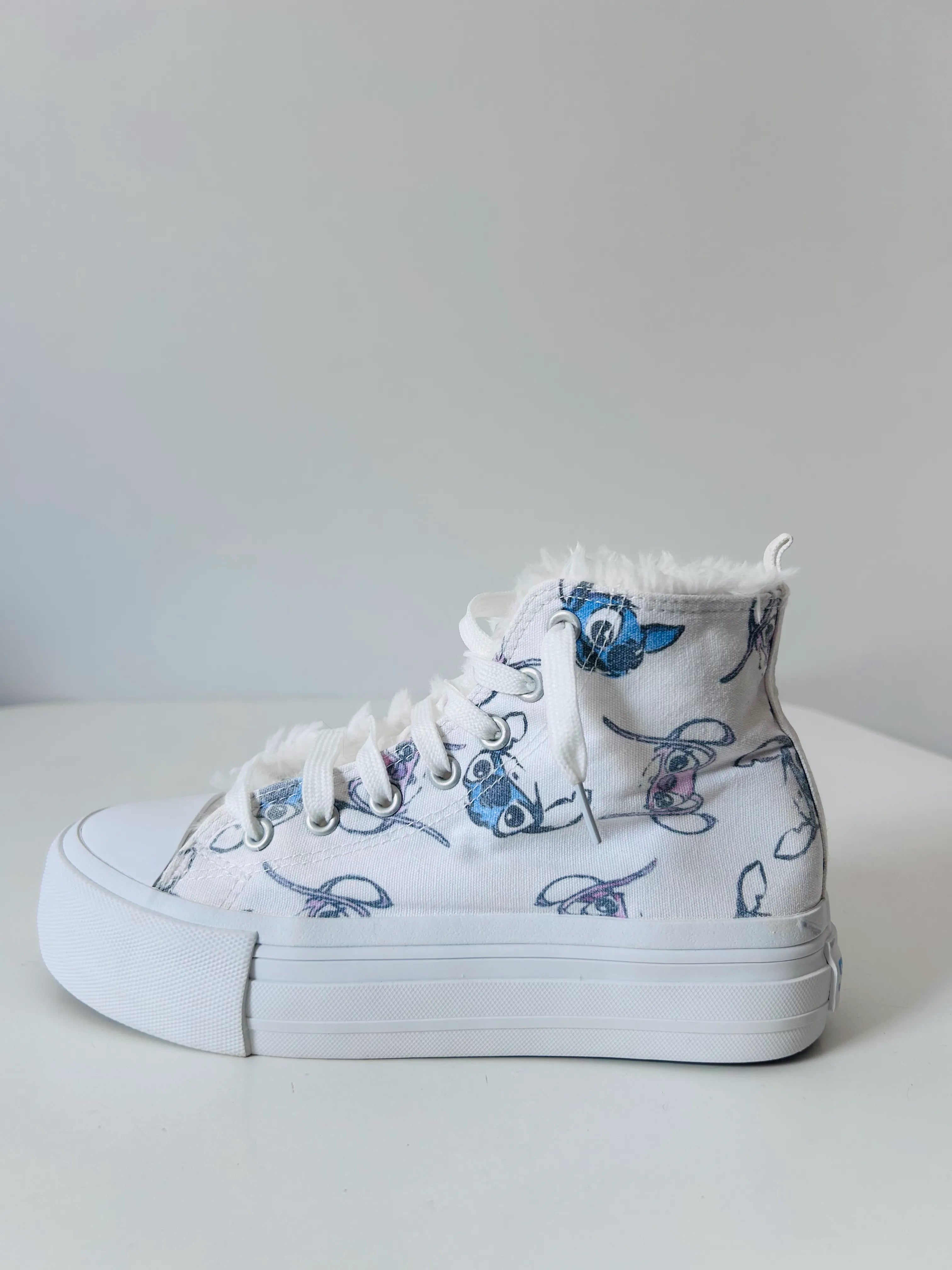 Disney Stitch Faux Fur Lined Platform High Top Sneakers