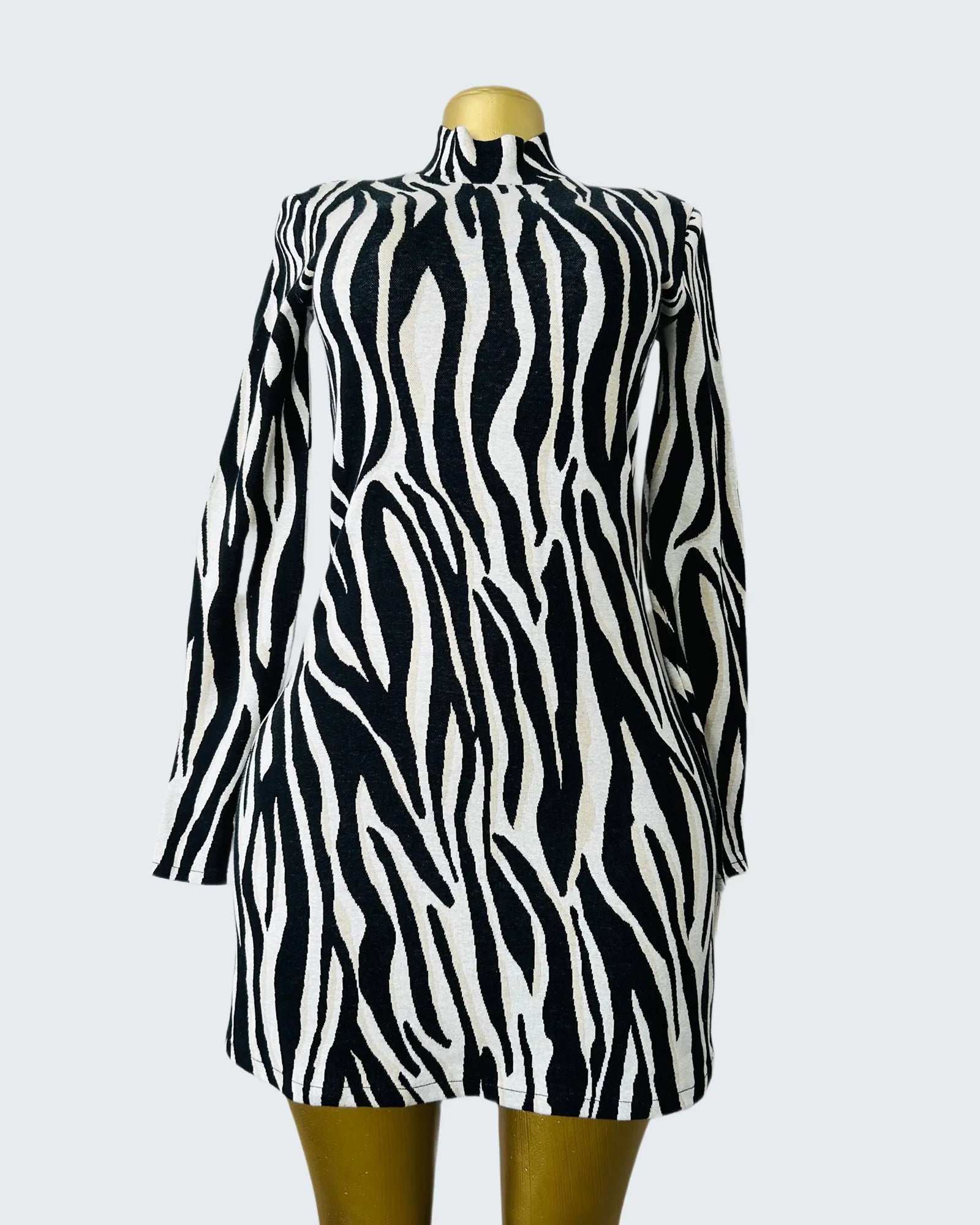 Zara Zebra Print Long Sleeve Dress