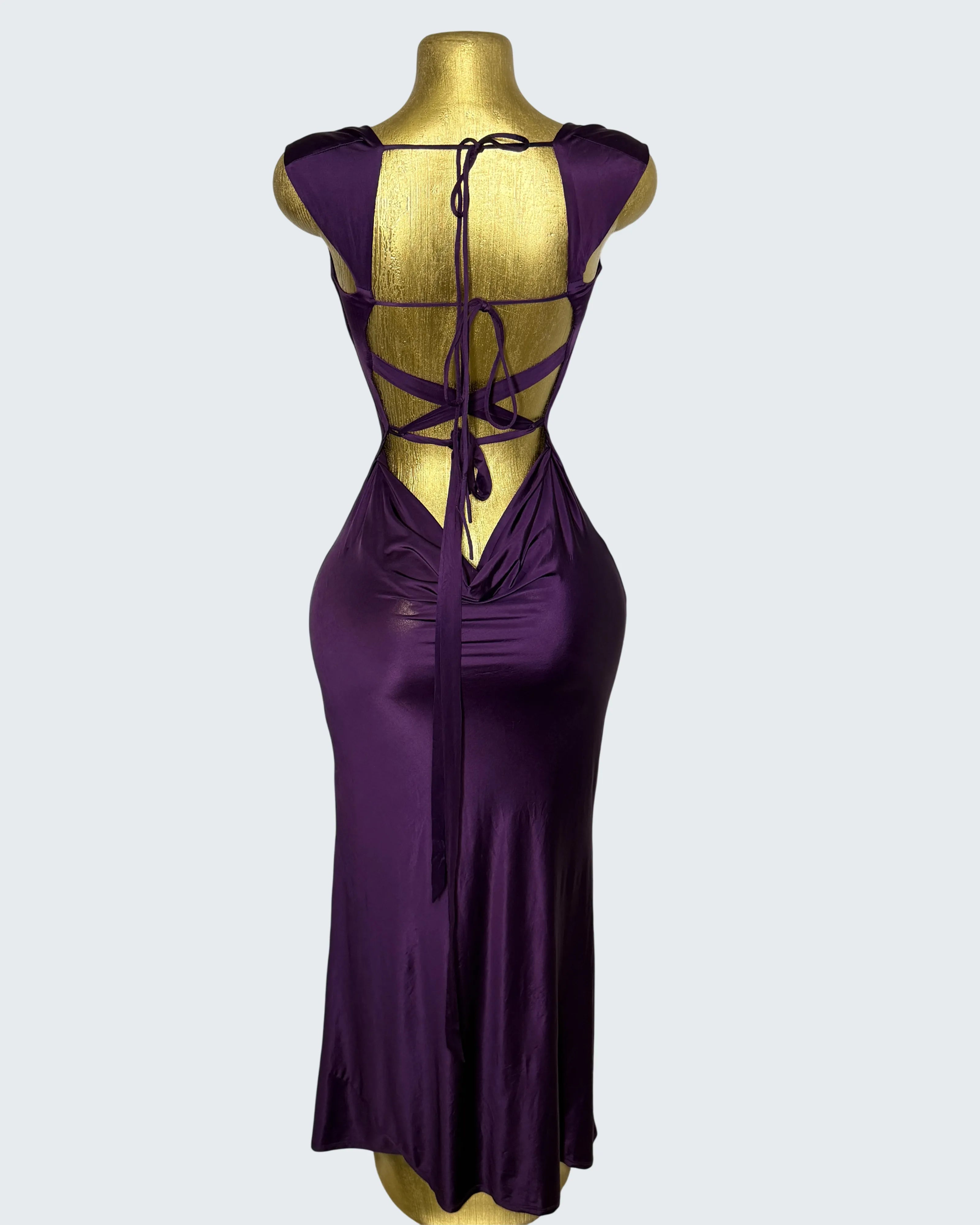 Lucy in the Sky Cowl Neck Open Back Maxi Dress