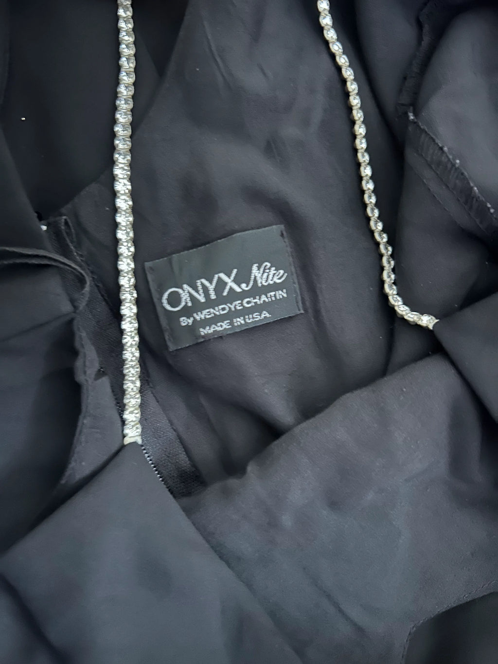 Onyx Nite Rhinestone Strap Evening Dress