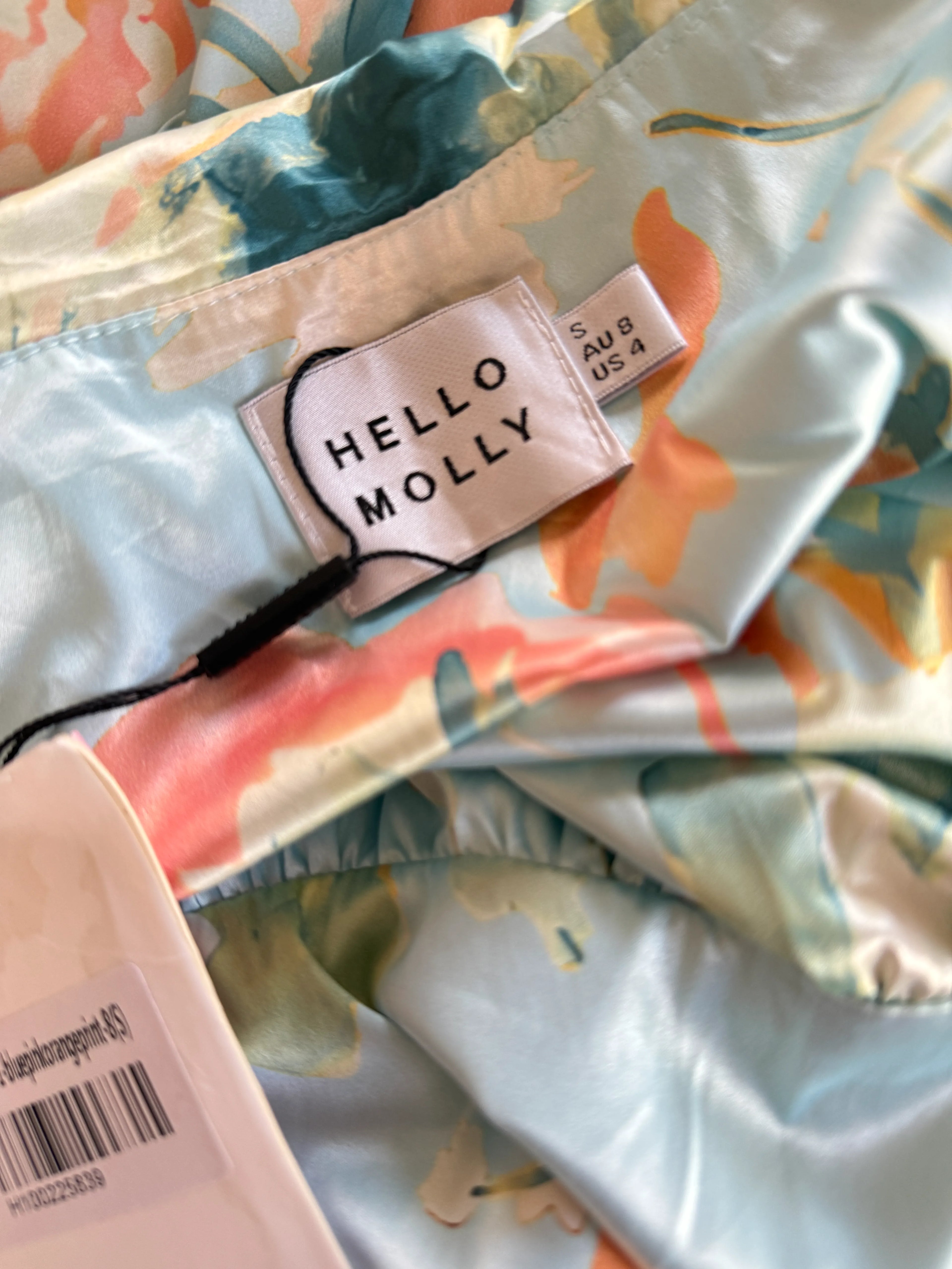 Hello Molly Floral Satin Ruched Slit Dress