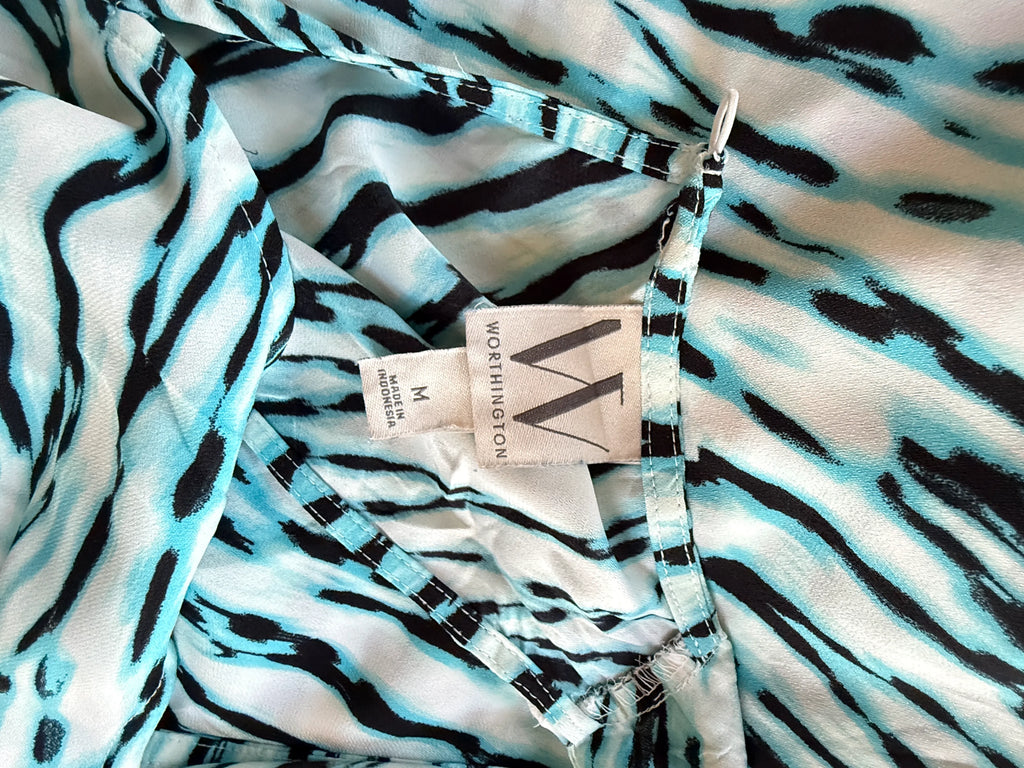 Worthington Turquoise Animal Print Maxi Dress