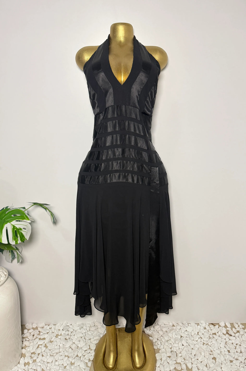 Positive Attitude's Striped Halter Handkerchief-Hem Dress