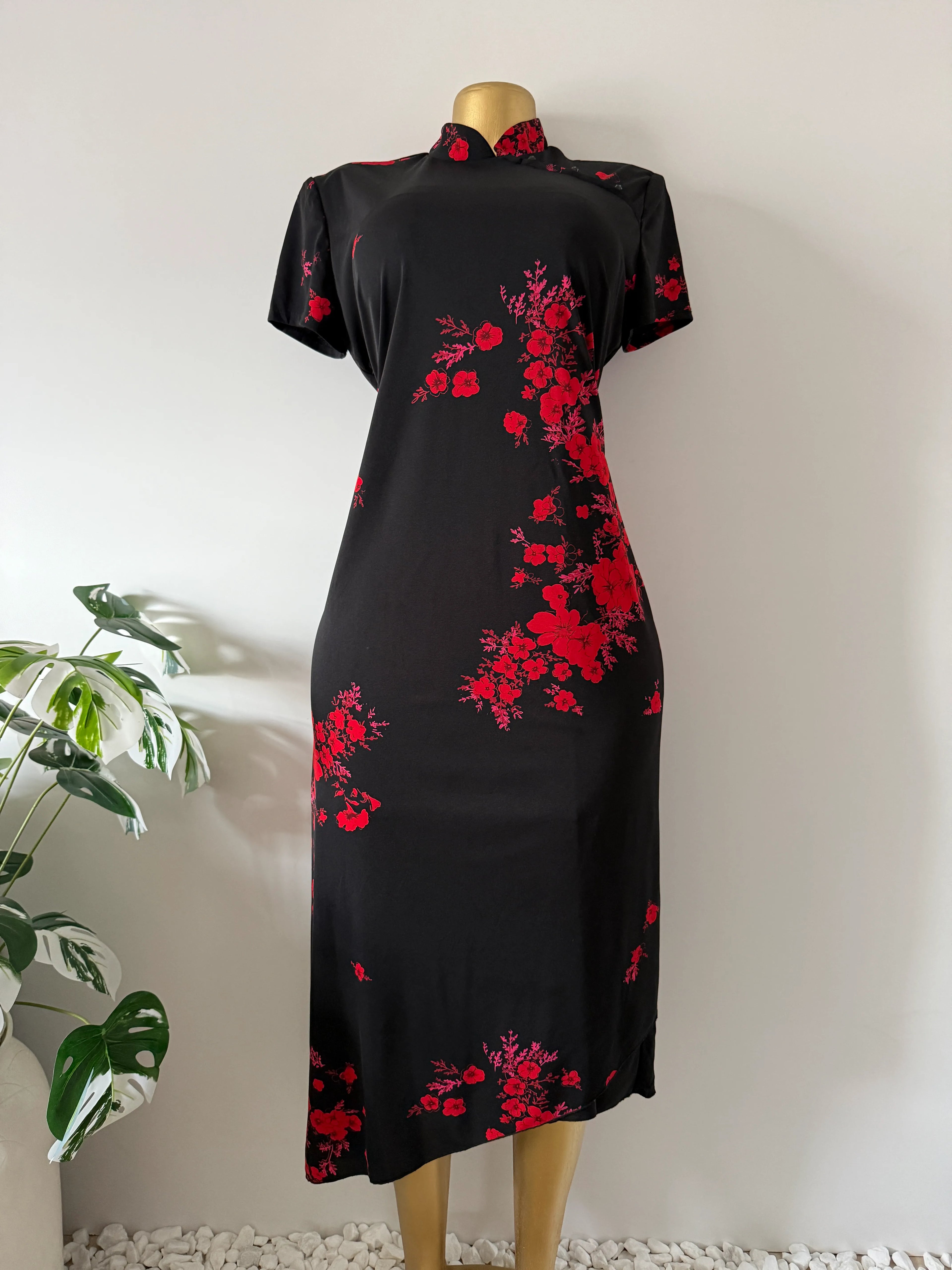 CDC Cherry Blossom Cheongsam Style Midi Dress