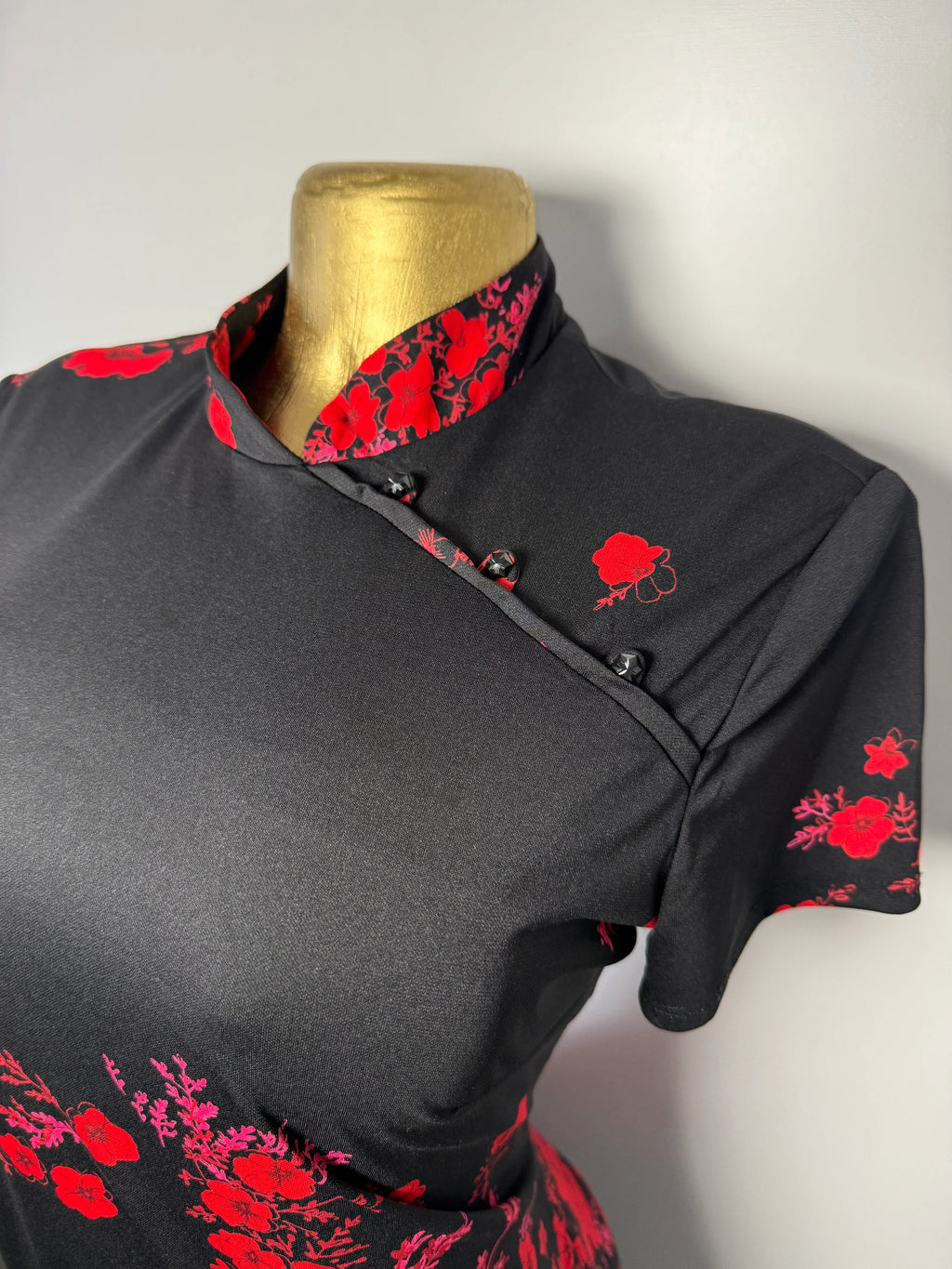 CDC Cherry Blossom Cheongsam Style Midi Dress