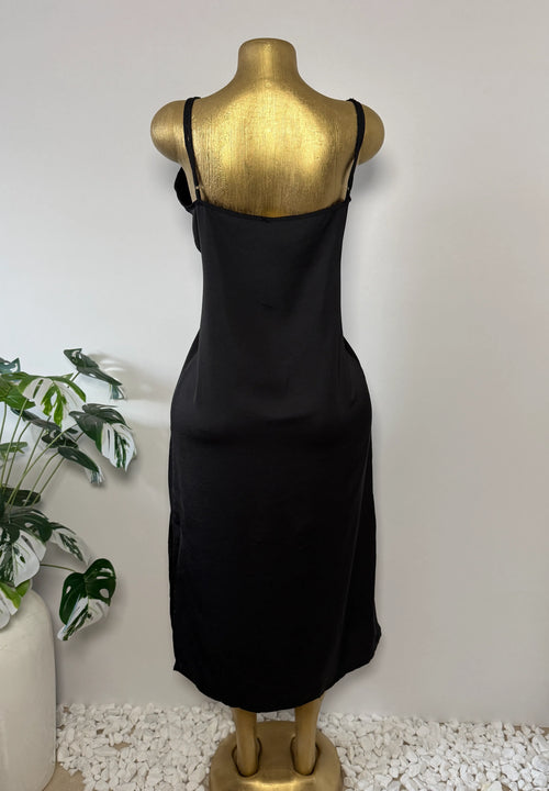 A New Day Black Satin Slip Midi Dress