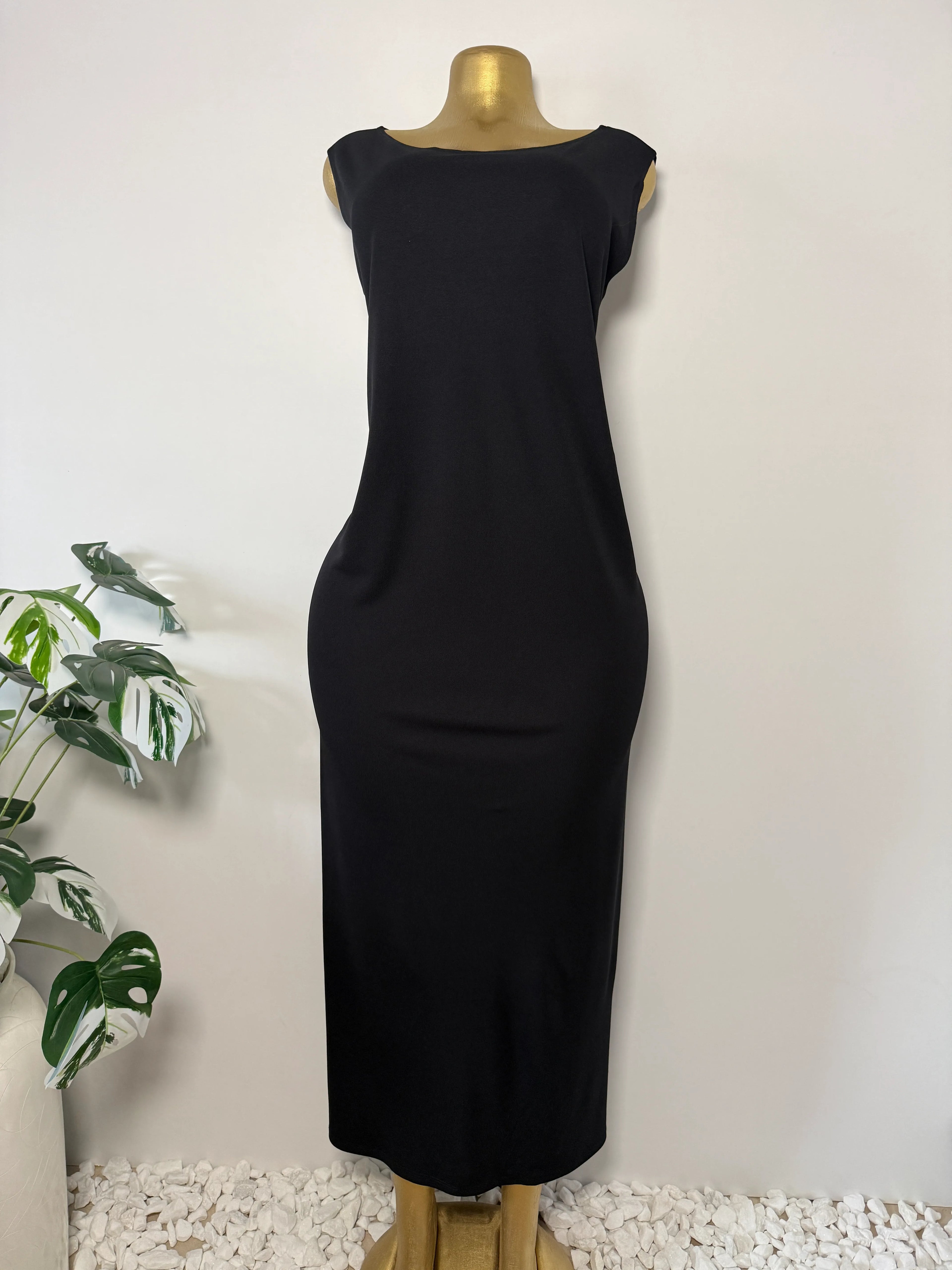 Josephine Chaus Black Cap-Sleeve Midi Dress