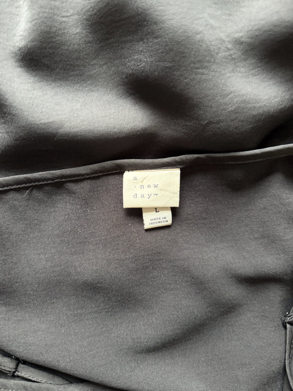 A New Day Black Satin Slip Midi Dress