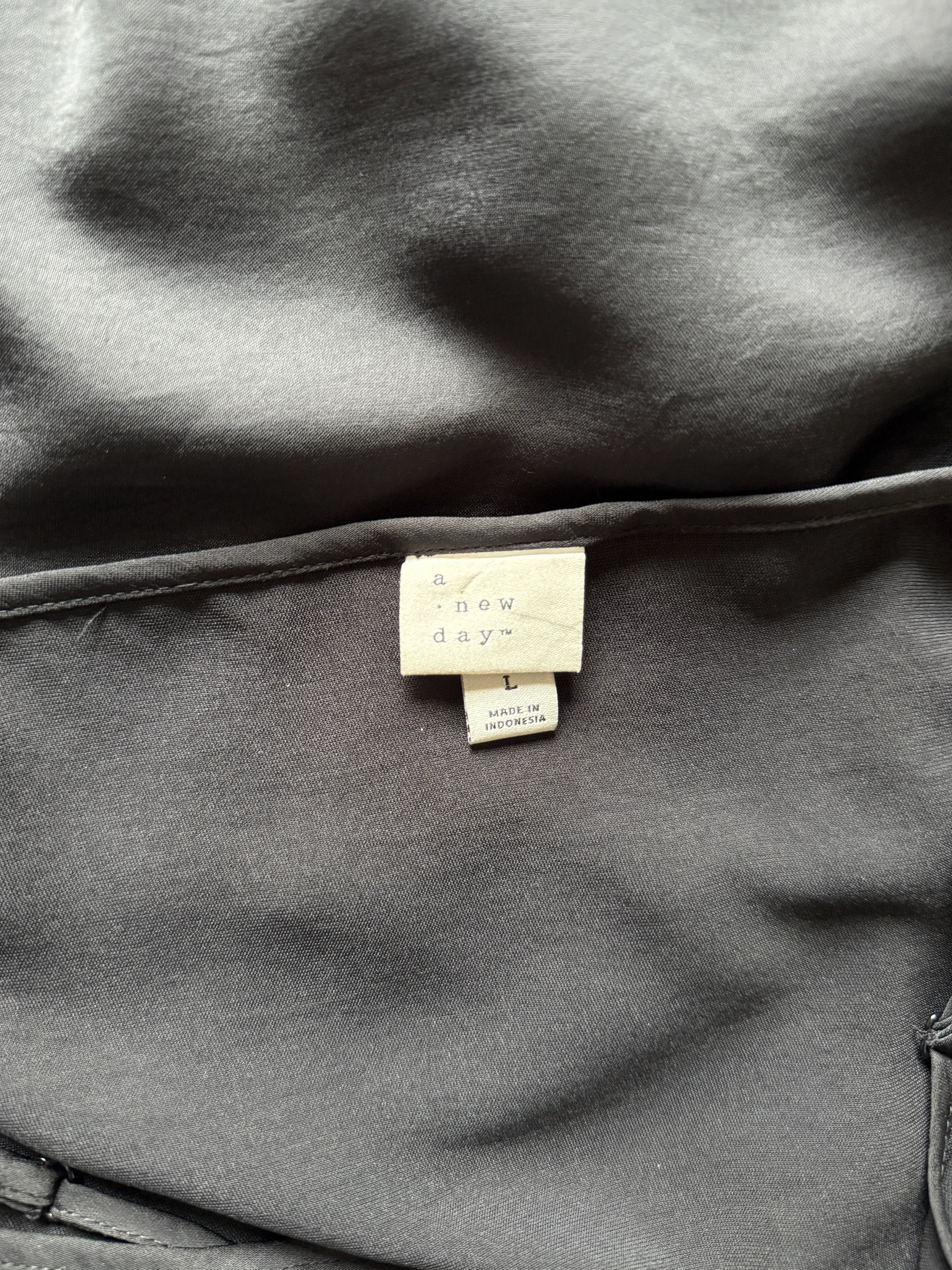 A New Day Black Satin Slip Midi Dress