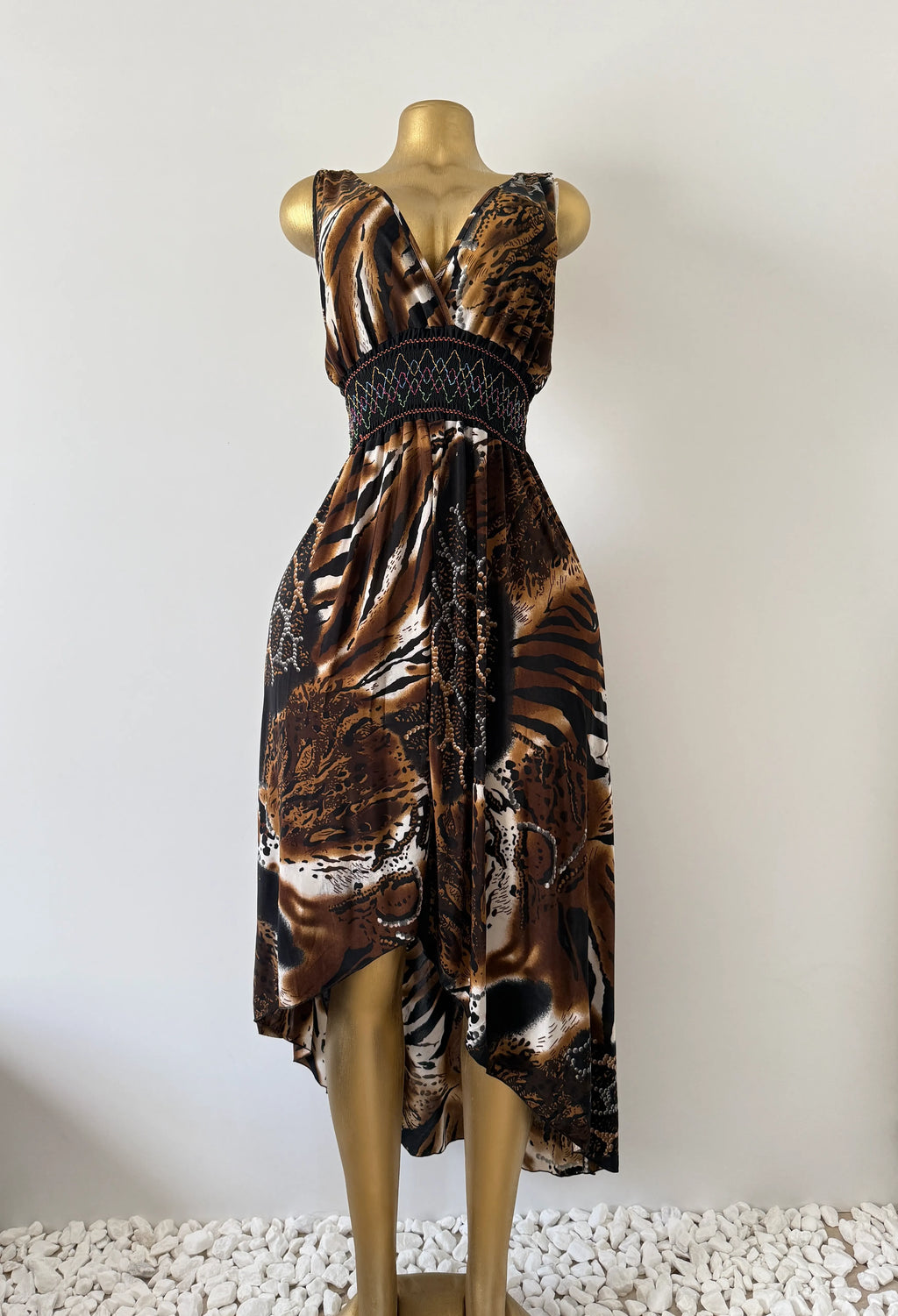 Animal Print High-Low Midi Dress