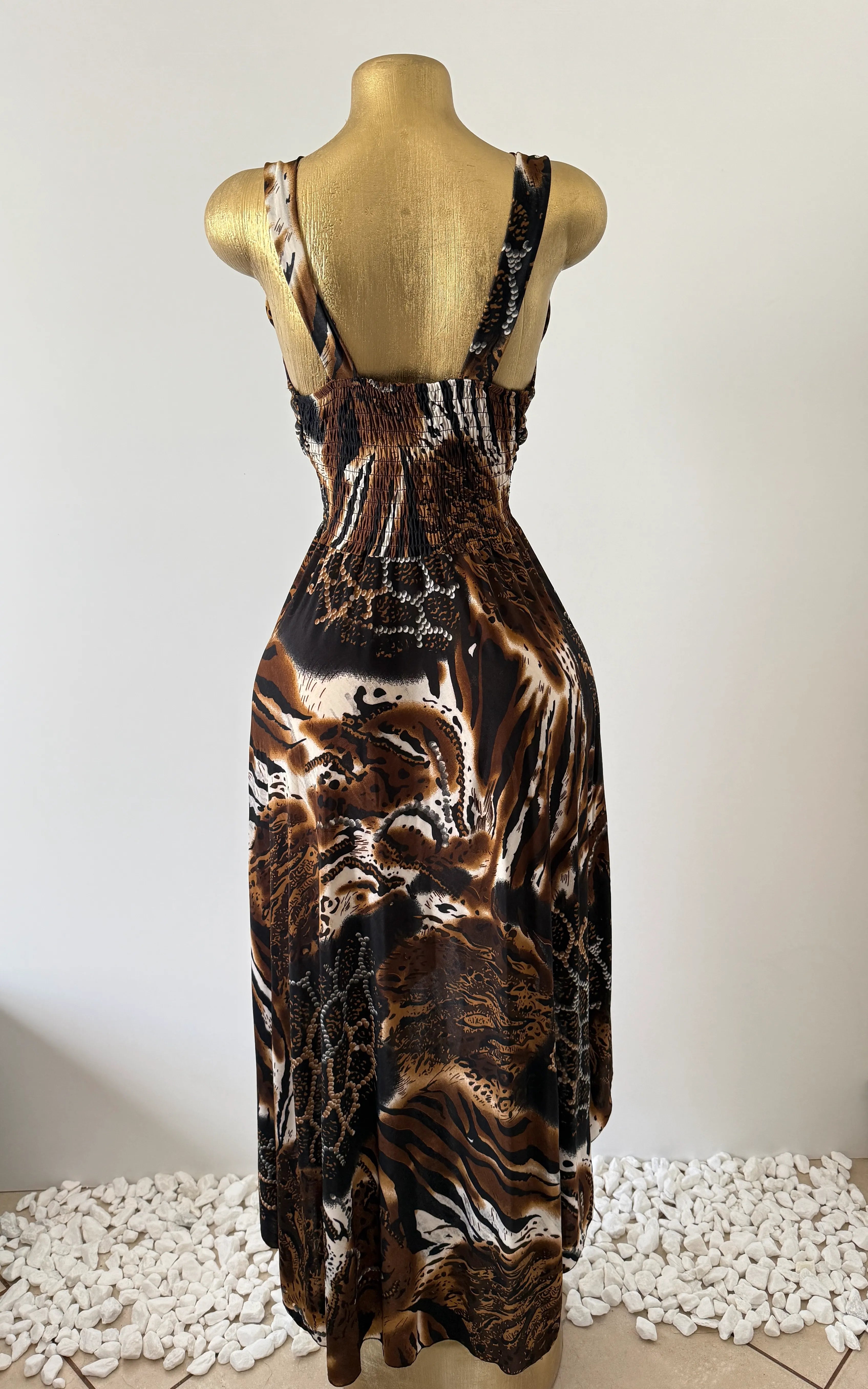 Animal Print High-Low Midi Dress