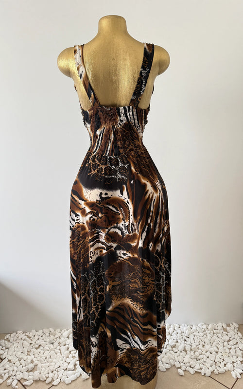 Animal Print High-Low Midi Dress