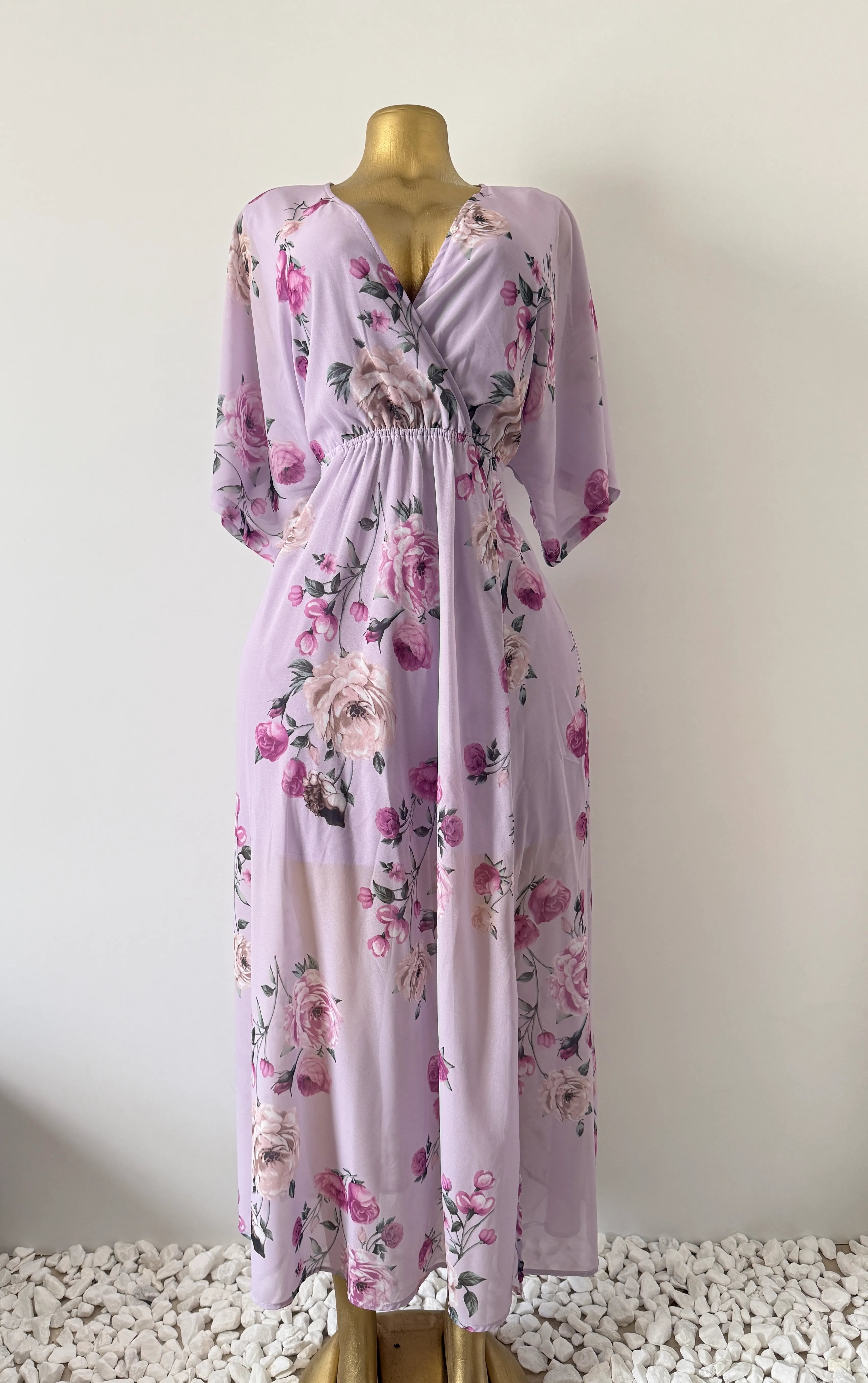 Lilac Rose Floral Wrap Maxi Dress