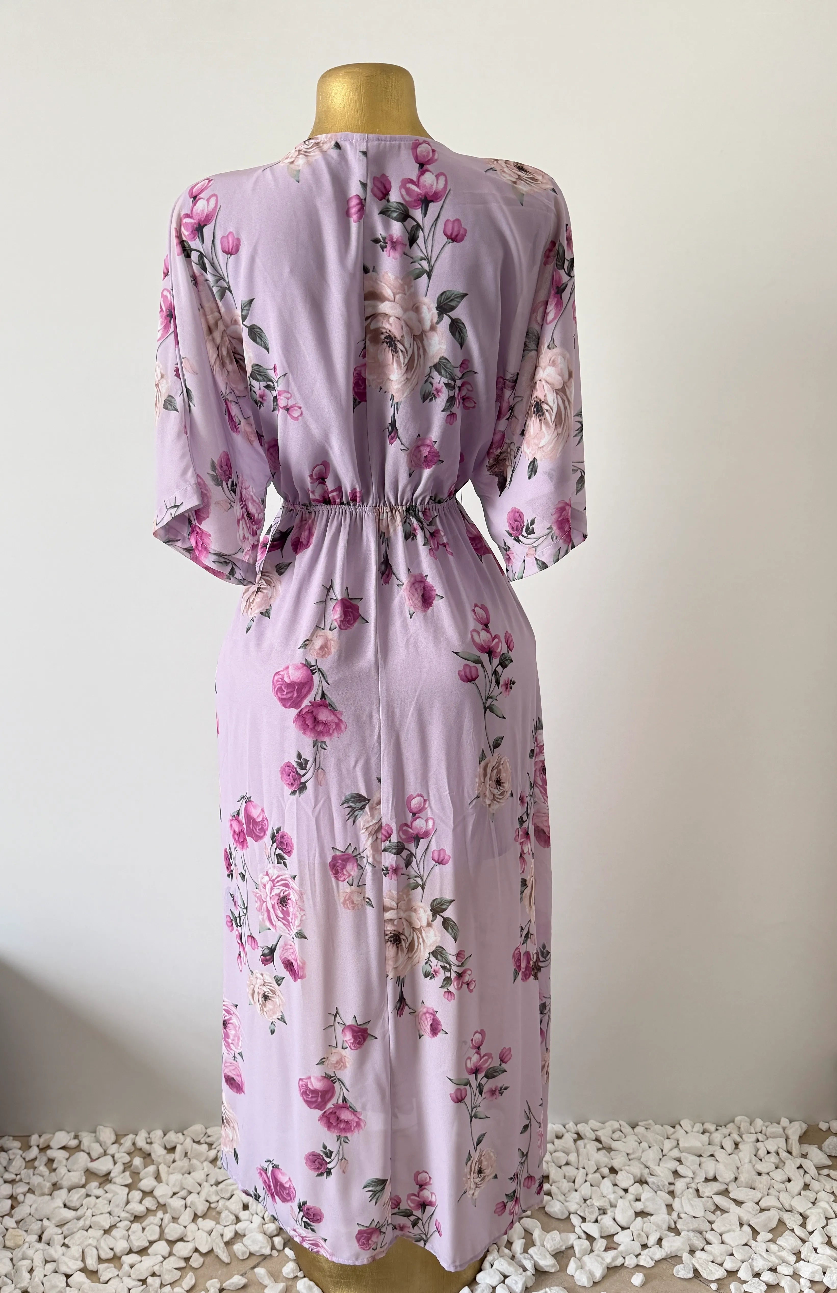 Lilac Rose Floral Wrap Maxi Dress