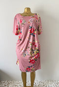 Pink Floral Short Sleeve Shift Dress