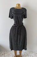 Black & White Stripe T-Shirt Midi Dress