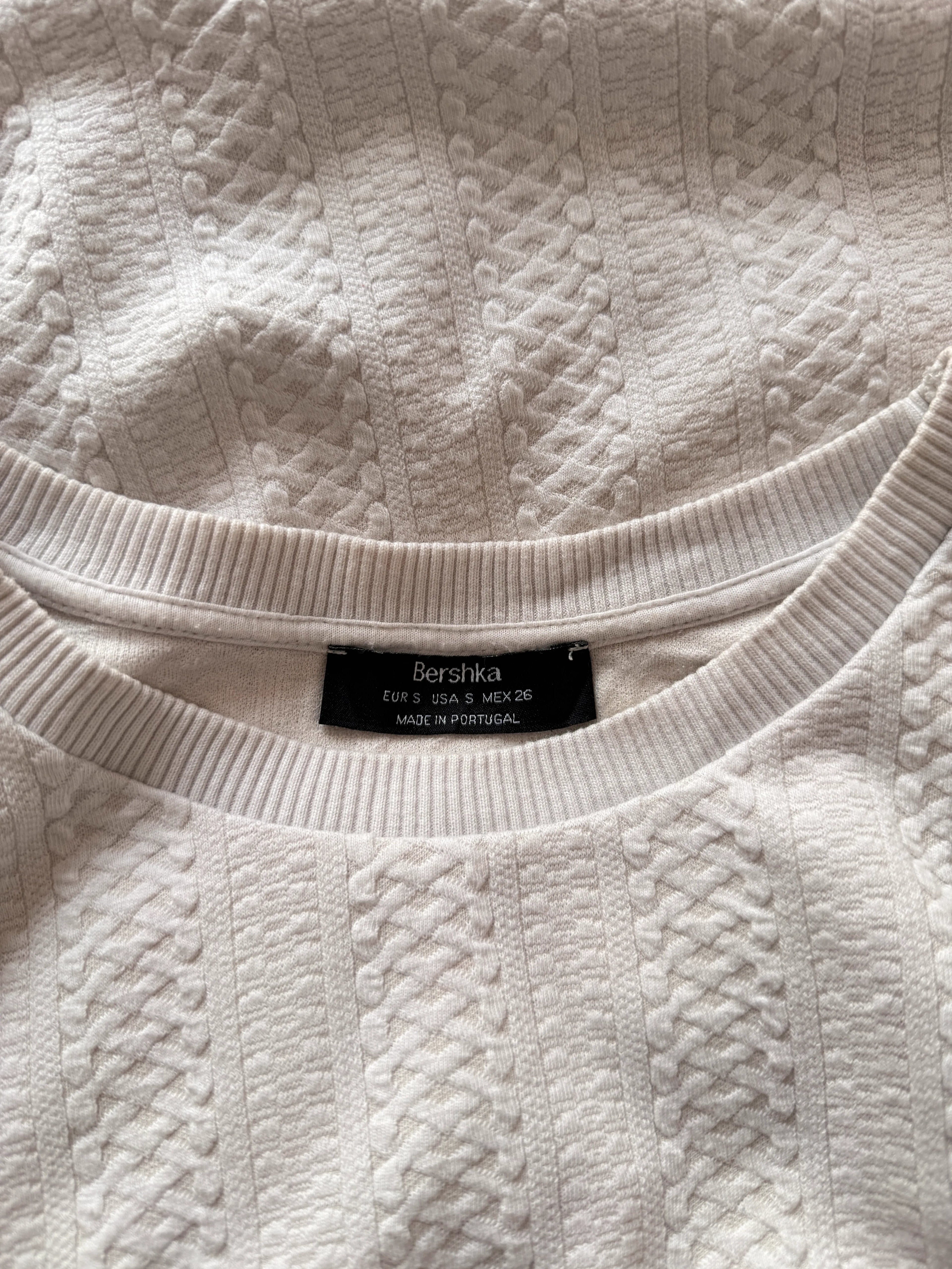 Bershka Cable Knit Cropped Batwing Sweater