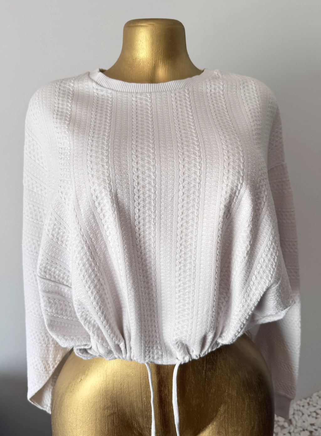 Bershka Cable Knit Cropped Batwing Sweater