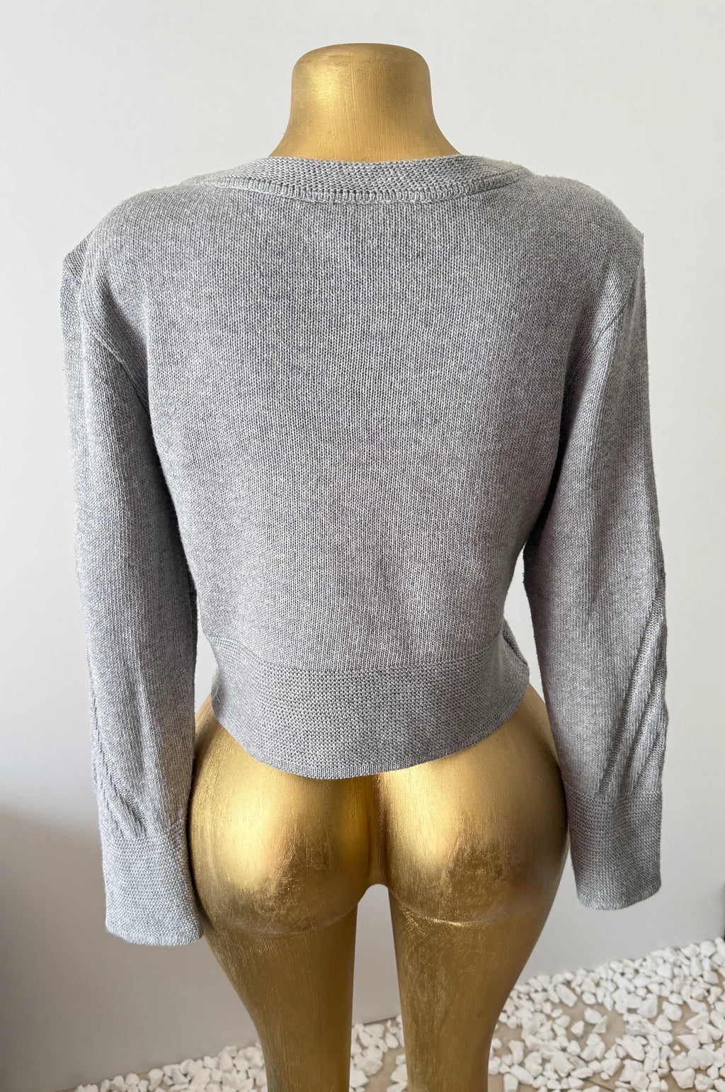 LIVRE Grey Knit Military Style Cardigan