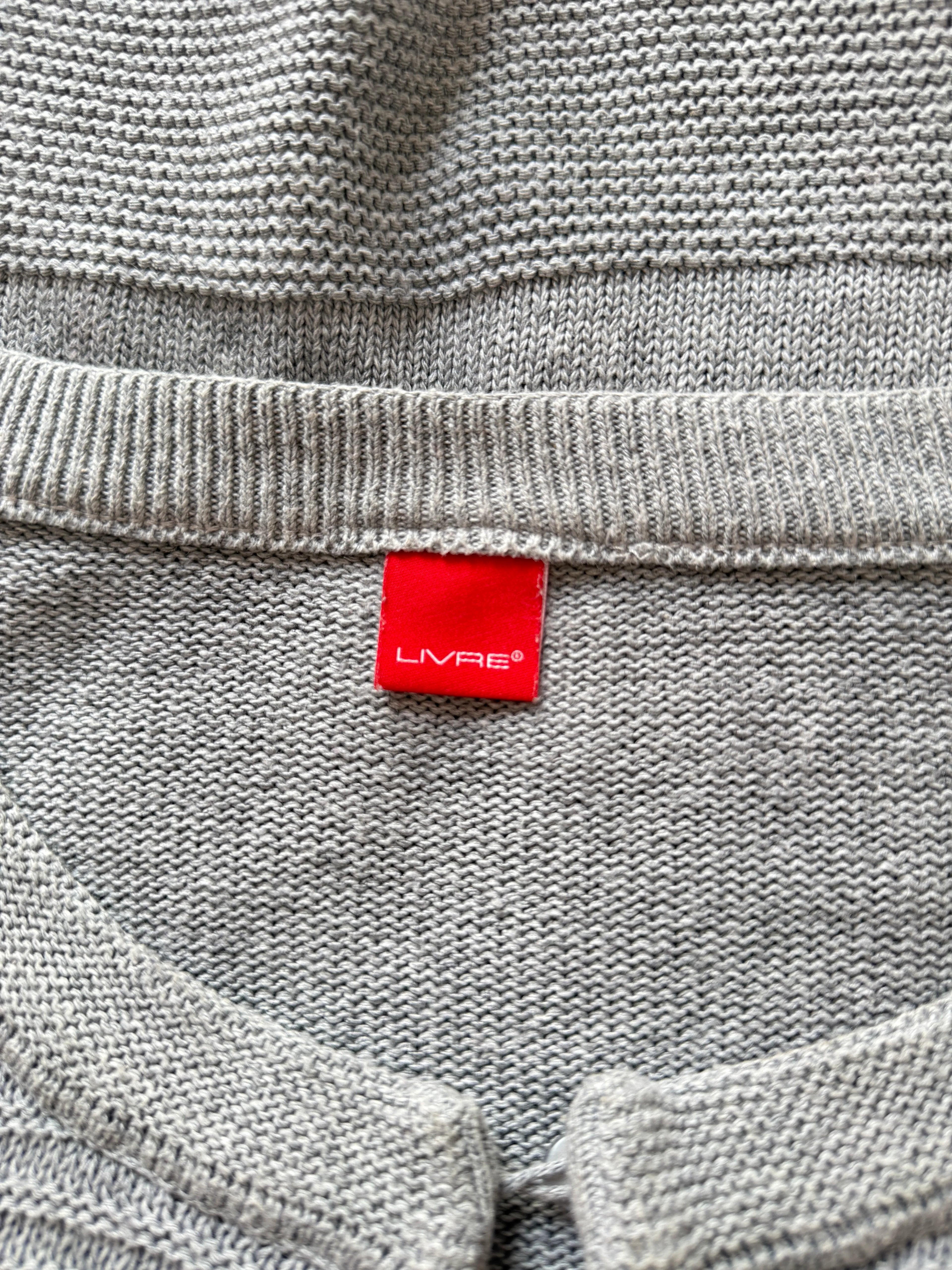 LIVRE Grey Knit Military Style Cardigan