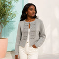 LIVRE Grey Knit Military Style Cardigan
