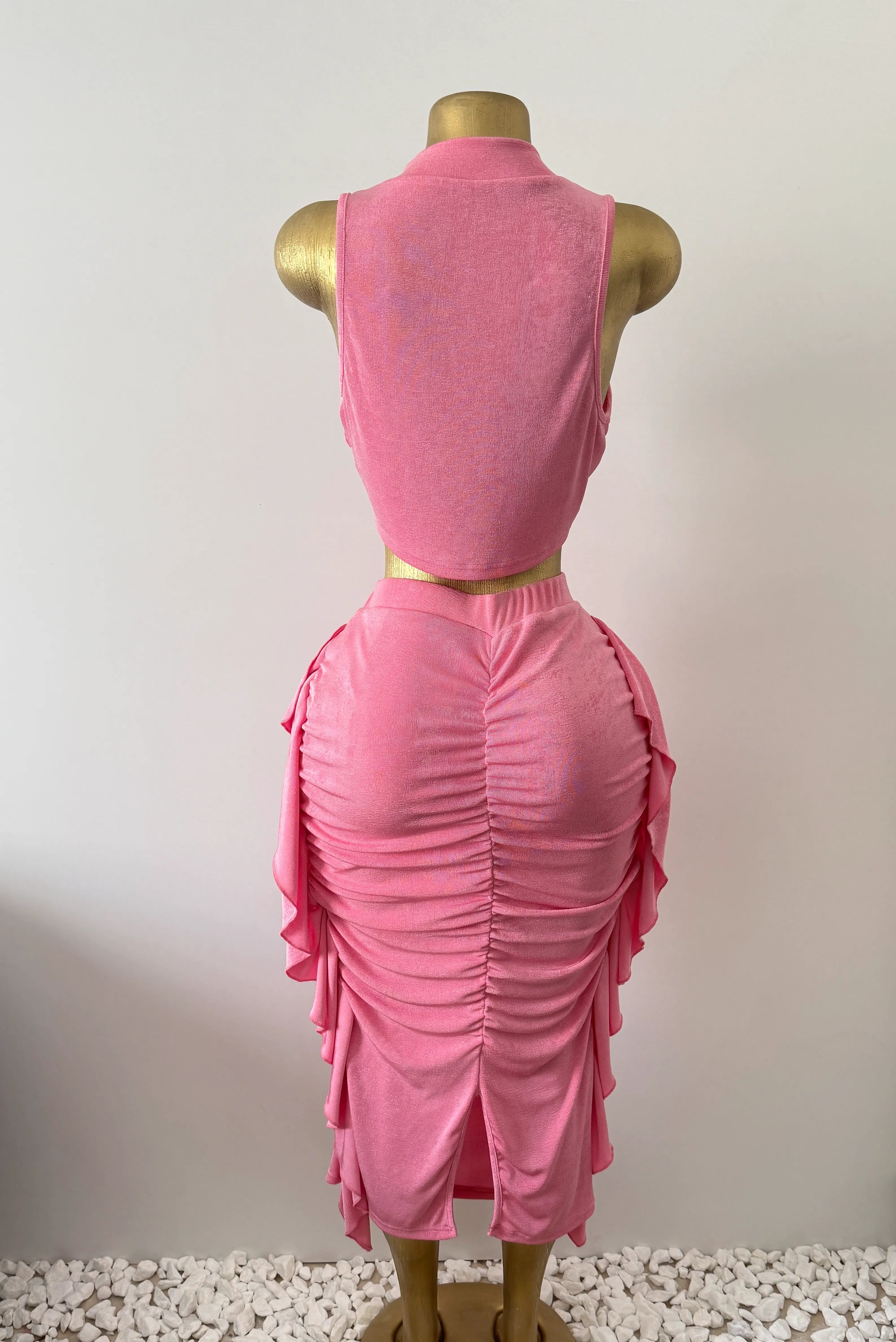 Pink Ruched Two Piece Set