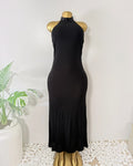 Orvaniwear Lauren Ralph Lauren black halter maxi dress with a satin choker collar and fitted floor-length silhouette